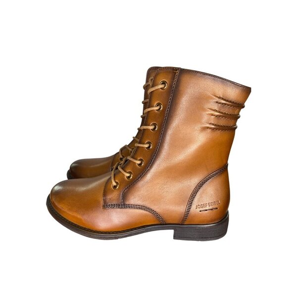 Josef Seibel Simona 01 Cognac Leather Lace Up & Zip Ankle Boots Sz 6 NWOB Comfy - Picture 4 of 7